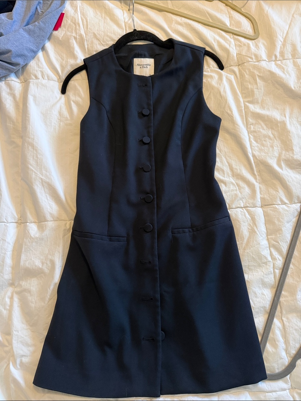 Abercrombie & Fitch Black Sleeveless Button-Front A-Line Dress
